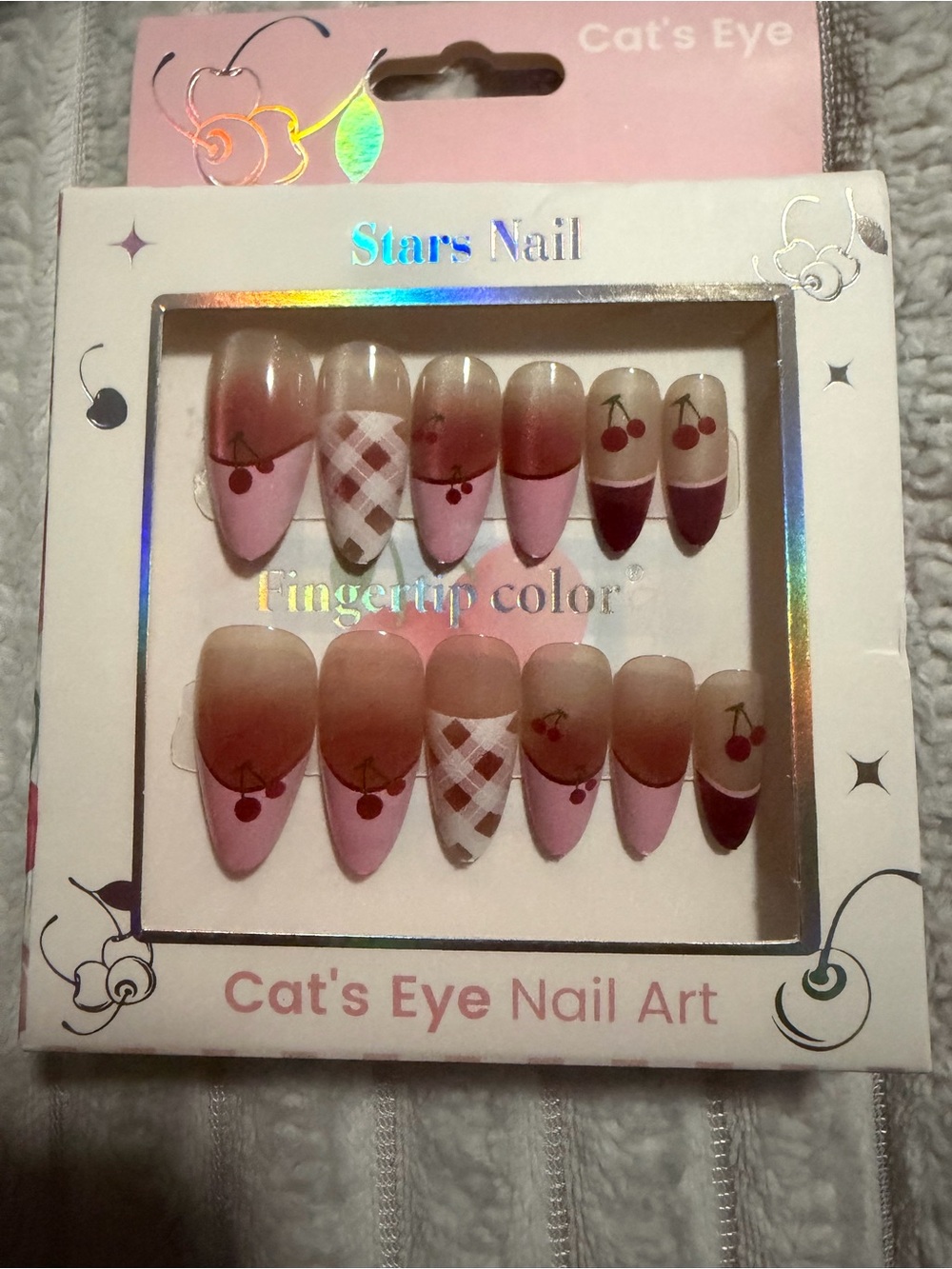 Pink Cherry Cat's Eye Press-On Nails